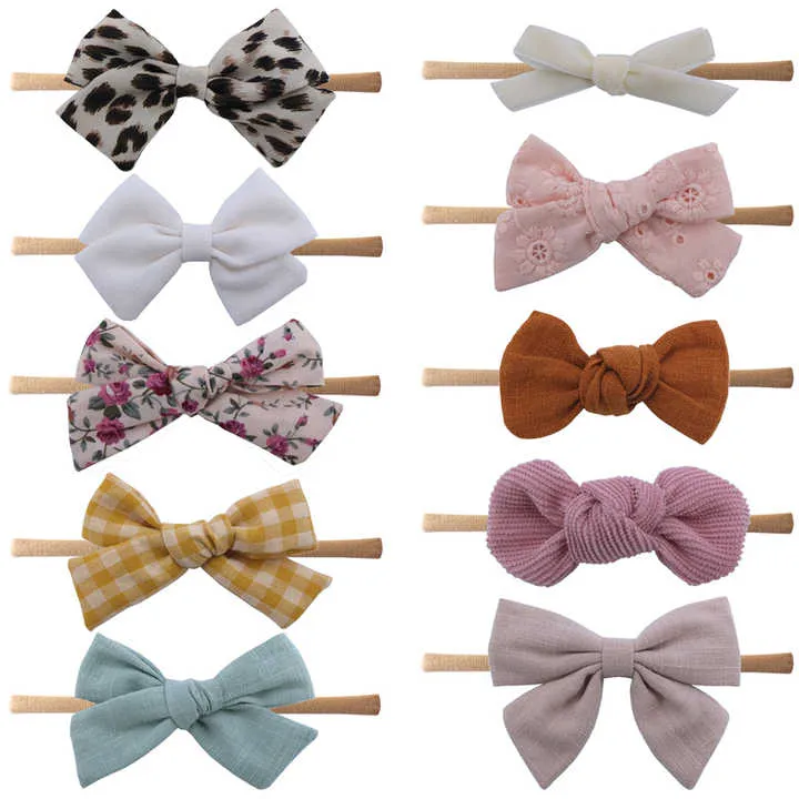القوس رباطات لحديثي الولادة فتيات صغيرات . Bow Headbands for Newborn Baby Girls Toddlers Nylon