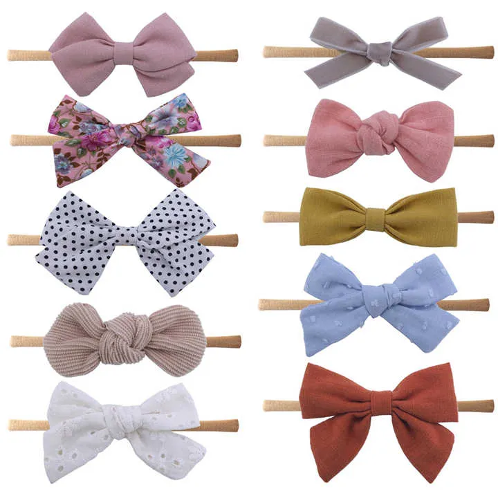 القوس رباطات لحديثي الولادة فتيات صغيرات . Bow Headbands for Newborn Baby Girls Toddlers Nylon
