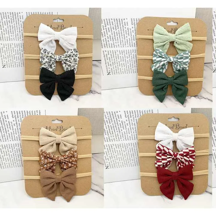 القطن الكتان الشعر شرائط للشعر النايلون عقال ل  . Cotton Linen Hair Ribbons Nylon Hairbands f