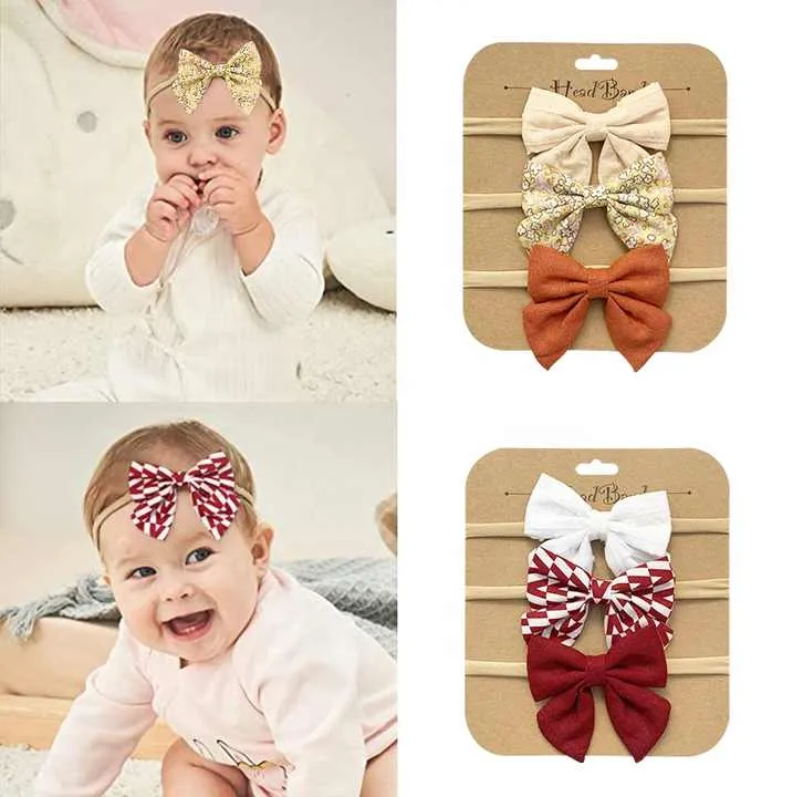 القطن الكتان الشعر شرائط للشعر النايلون عقال ل  . Cotton Linen Hair Ribbons Nylon Hairbands f