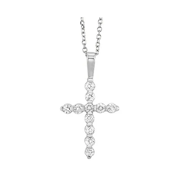 14KT White Gold & Diamond Classic Book Cross Pendants Neckwear Pendant  - 1/10 ctw