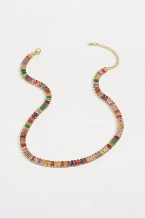 18K Gold Plated Rainbow CZ Necklace