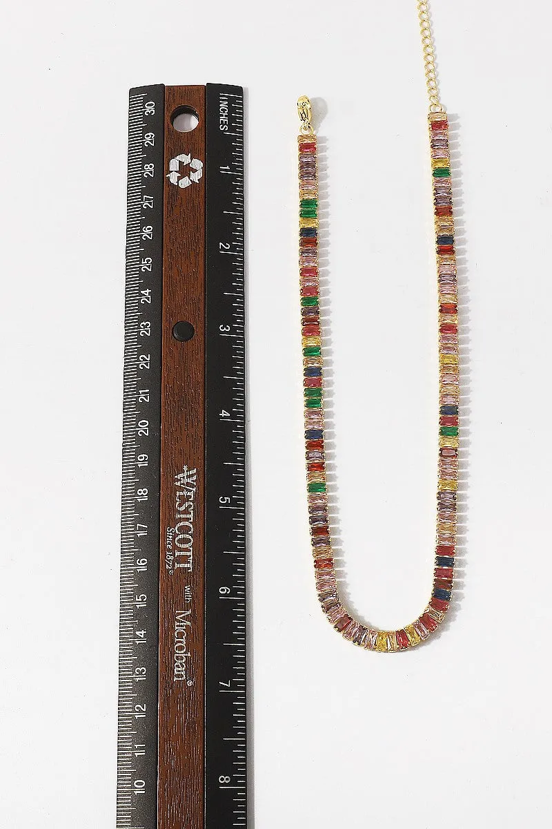 18K Gold Plated Rainbow CZ Necklace