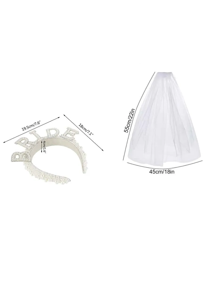 2pcs Bride Pearl Headband Crown Wedding Bridal Shower Decoration Bachelorette Hen Party Supplies Bride to be Hairbands