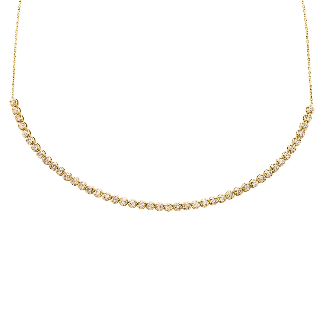 3.00ct Diamond 14K Gold Tennis Adjustable Choker Necklace