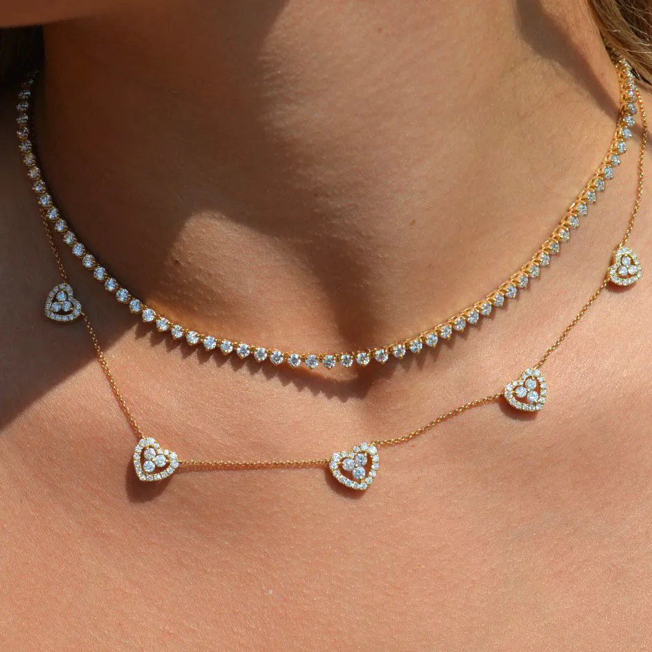 3.00ct Diamond 14K Gold Tennis Adjustable Choker Necklace