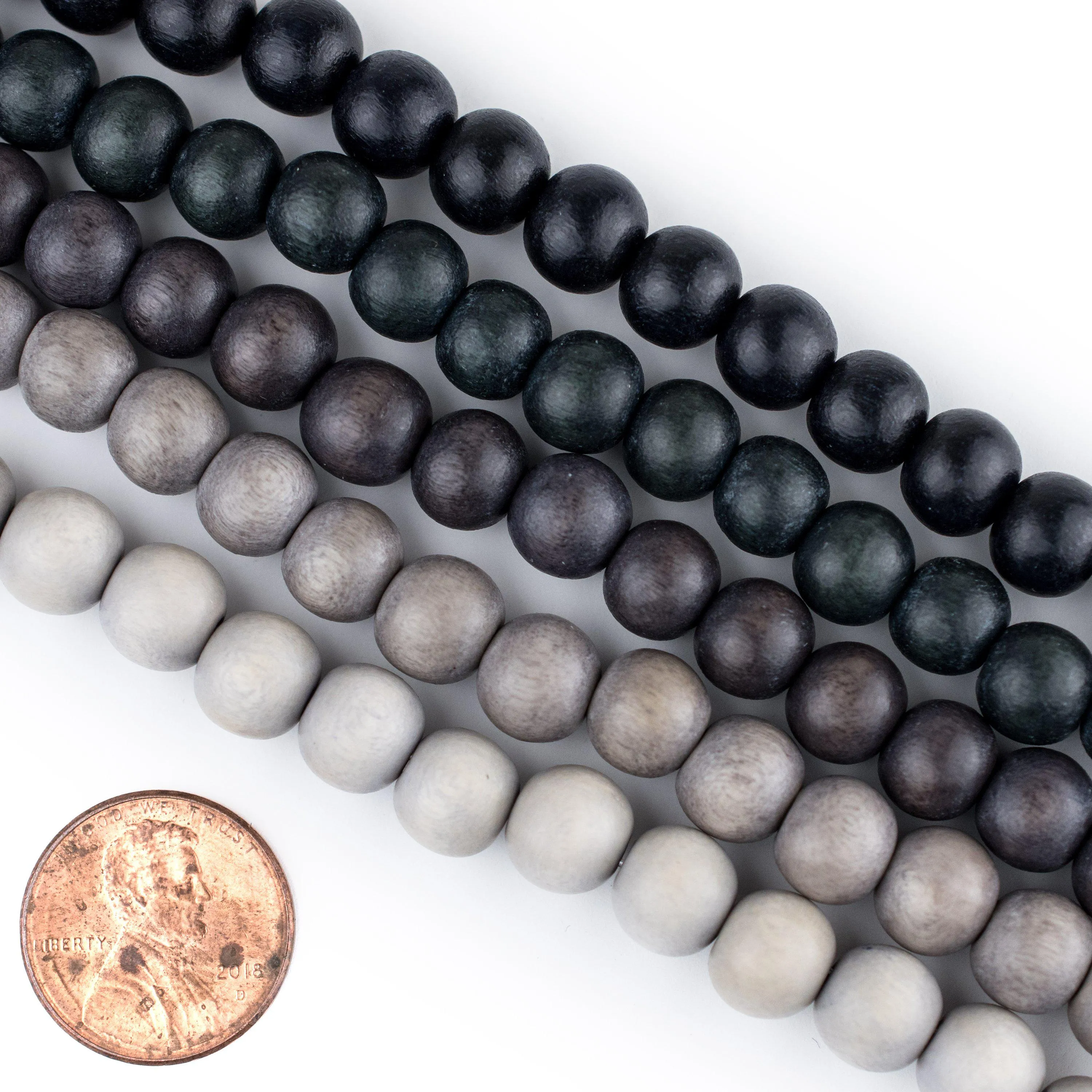 5 Strand Bundle: Grey Natural Wood Beads (8mm)