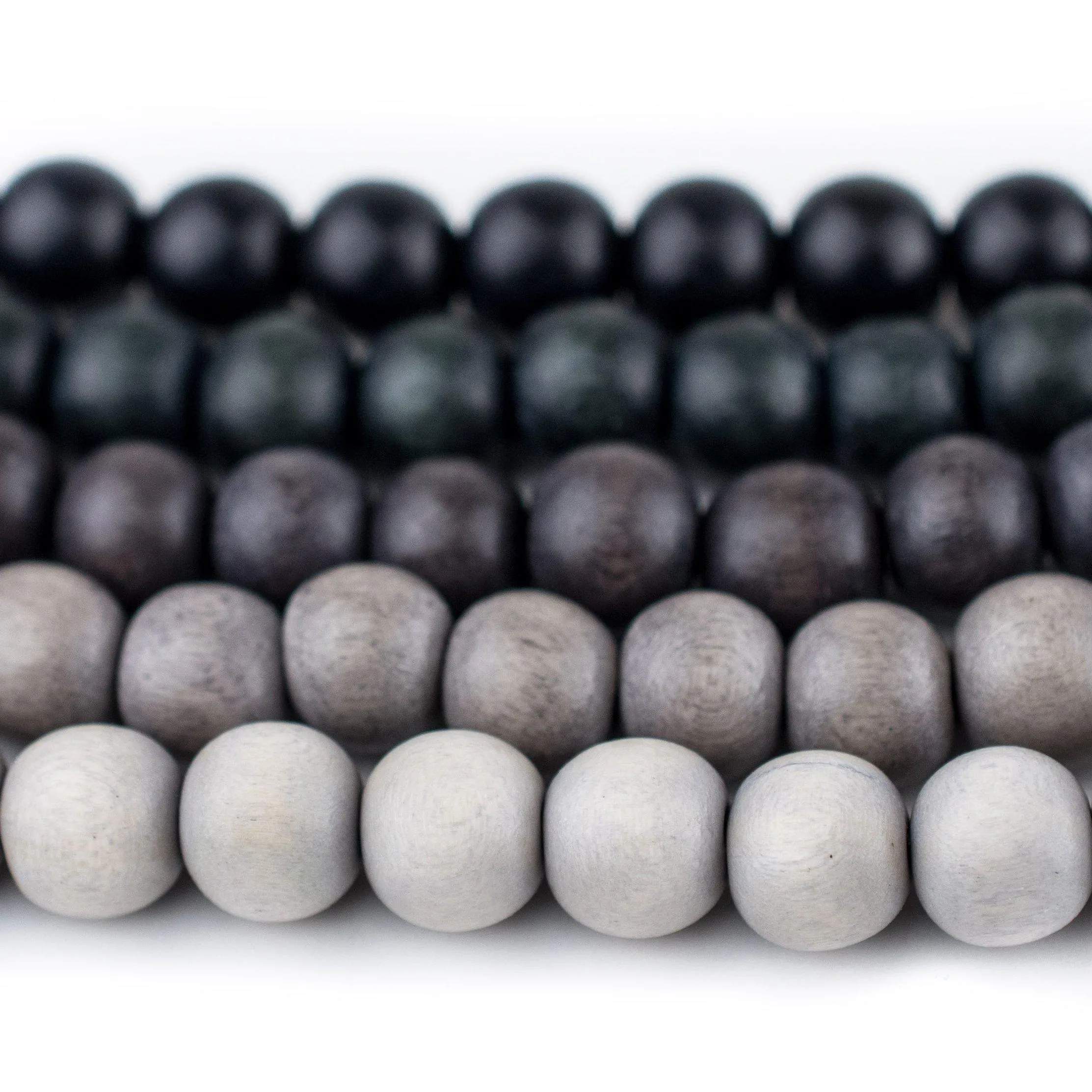 5 Strand Bundle: Grey Natural Wood Beads (8mm)