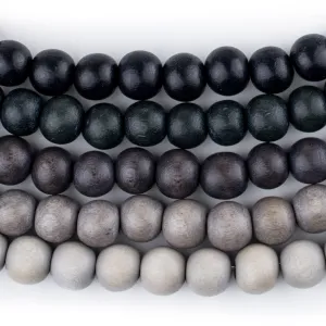 5 Strand Bundle: Grey Natural Wood Beads (8mm)