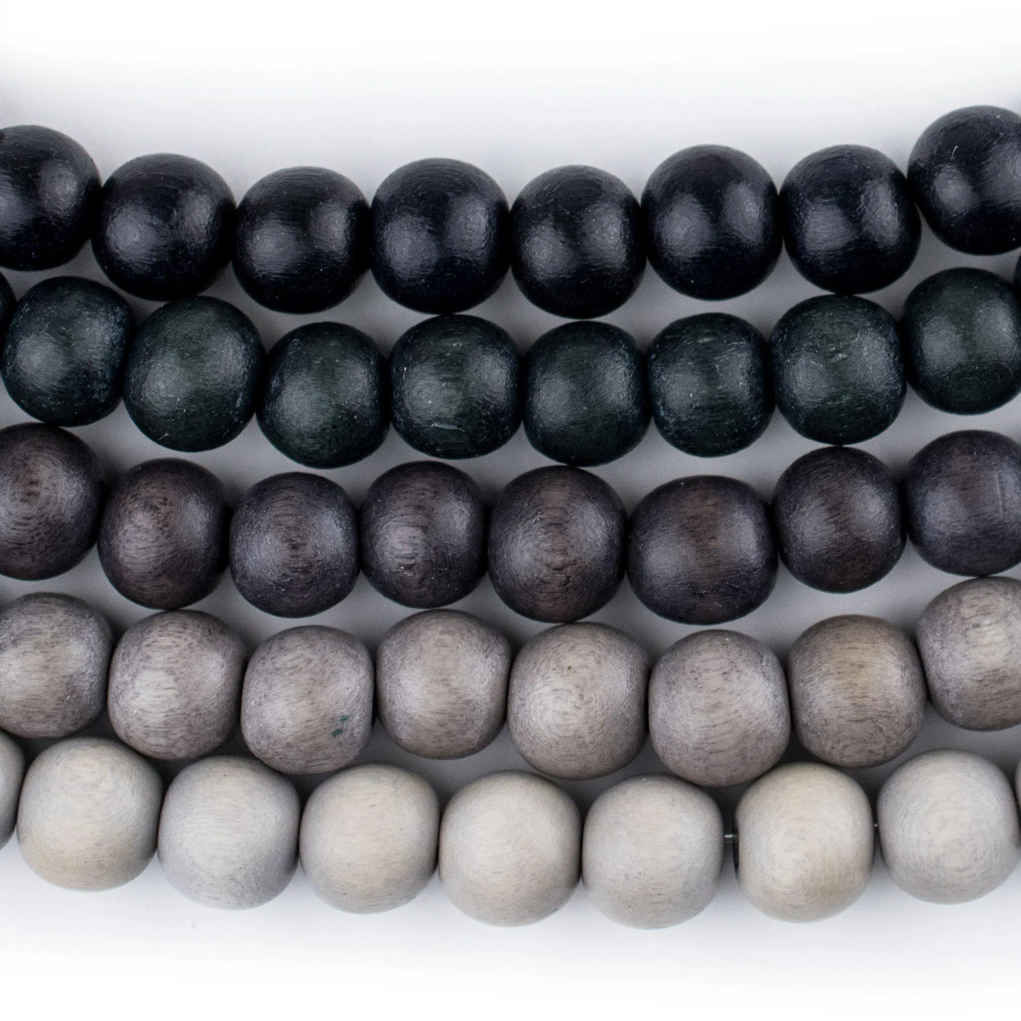 5 Strand Bundle: Grey Natural Wood Beads (8mm)