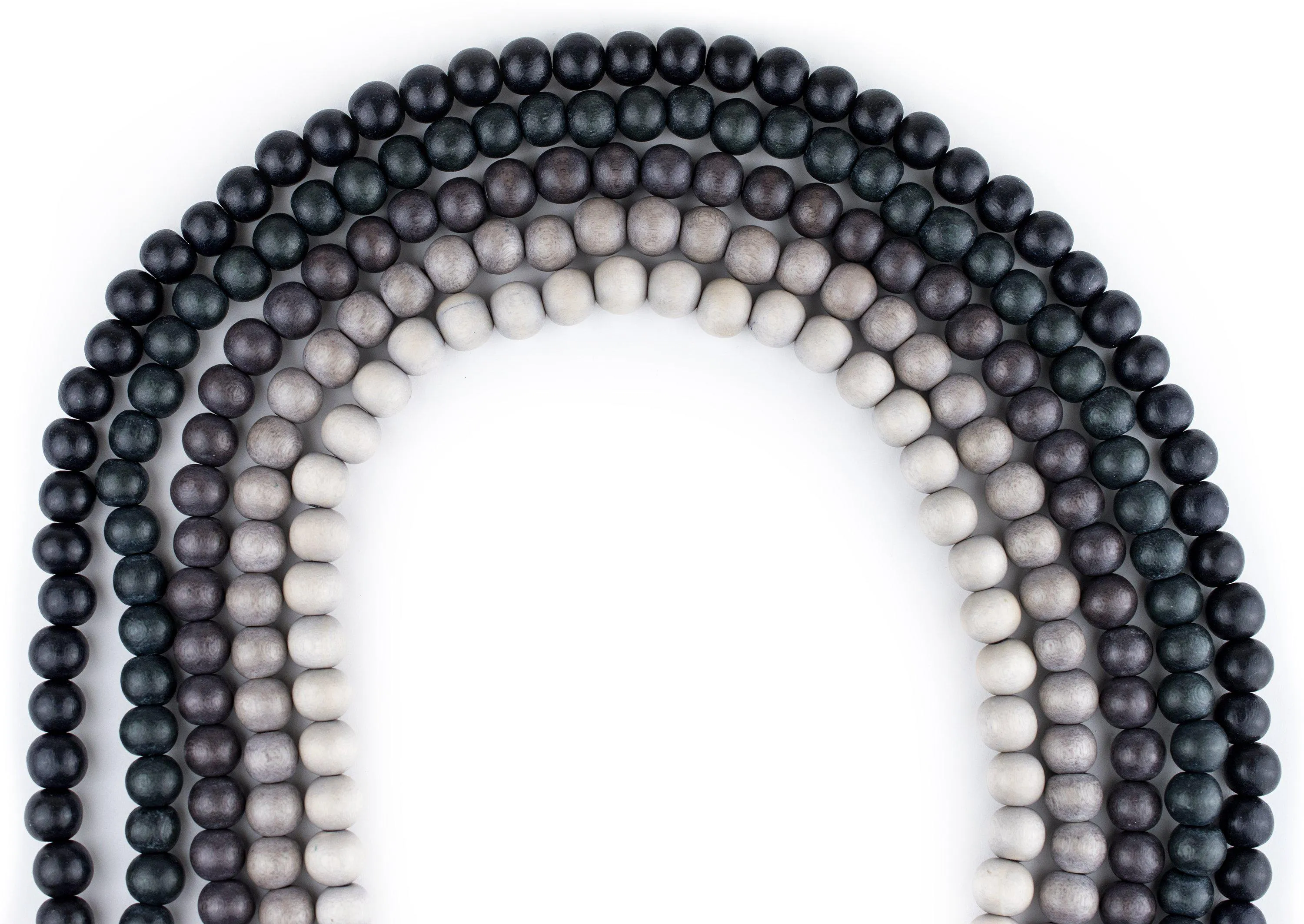 5 Strand Bundle: Grey Natural Wood Beads (8mm)