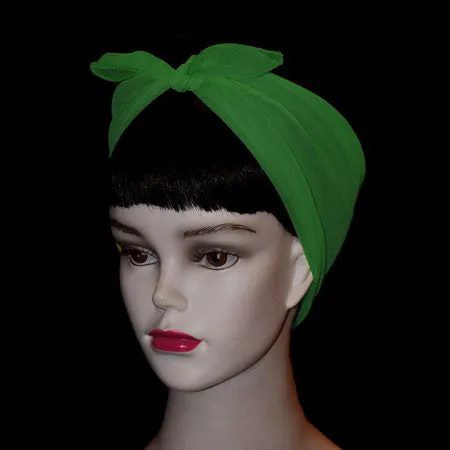 50's Style Retro Neck & Hair Scarf - Emerald Green