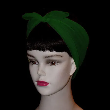 50's Style Retro Neck & Hair Scarf -Hunter Green