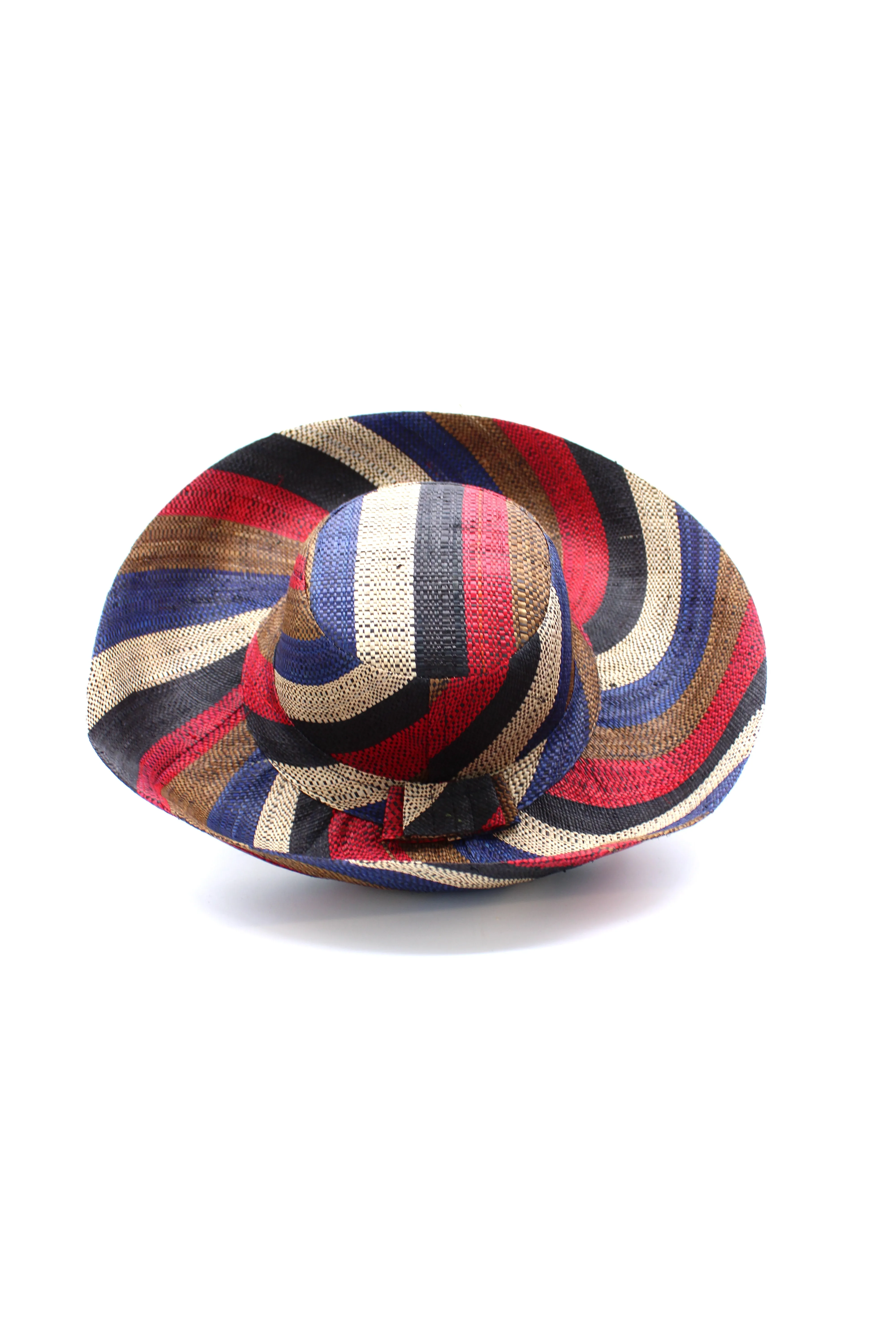5" & 7" Wide Brim Multicolor Stripe Pattern Packable Straw Sun Hats