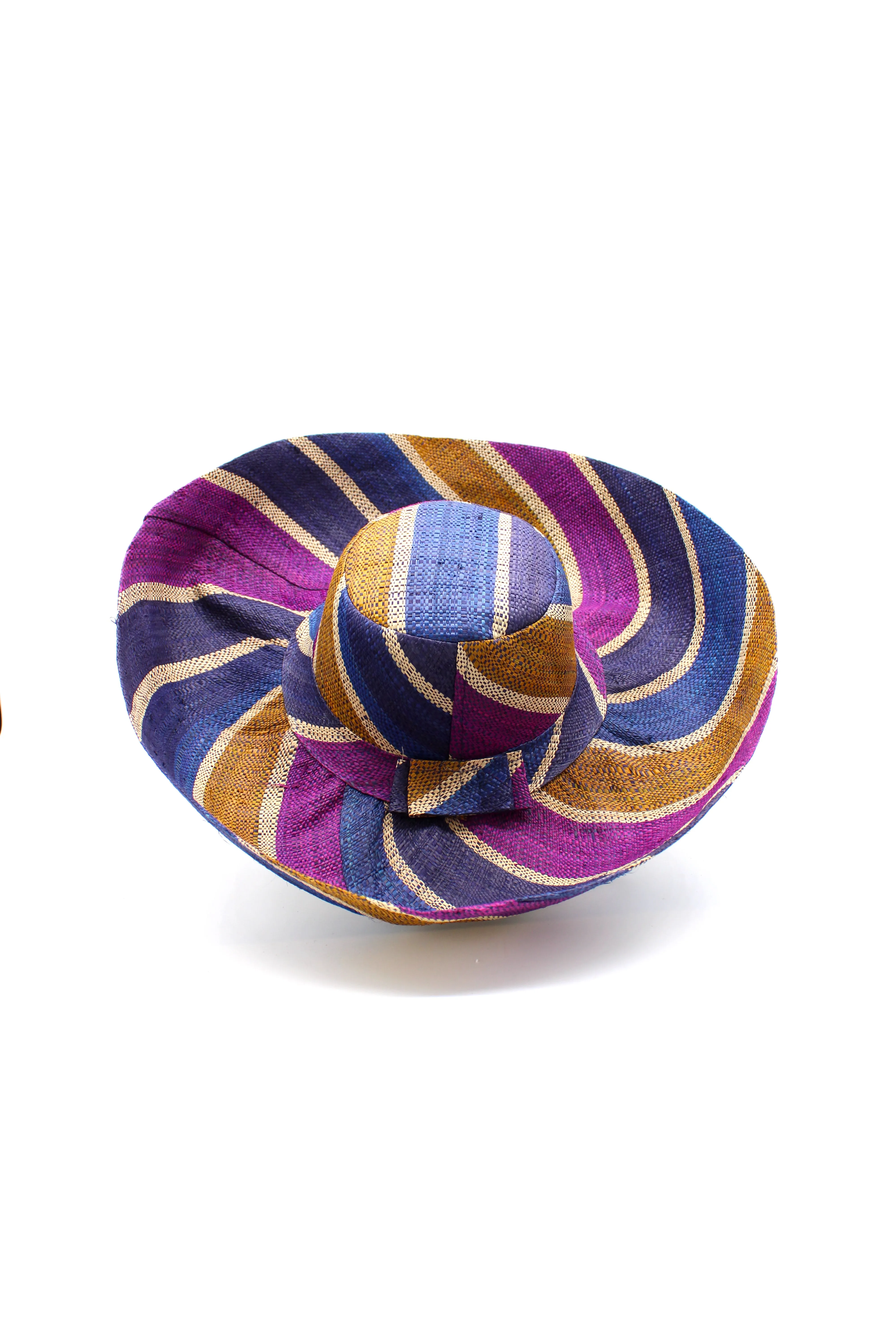 5" & 7" Wide Brim Multicolor Stripe Pattern Packable Straw Sun Hats