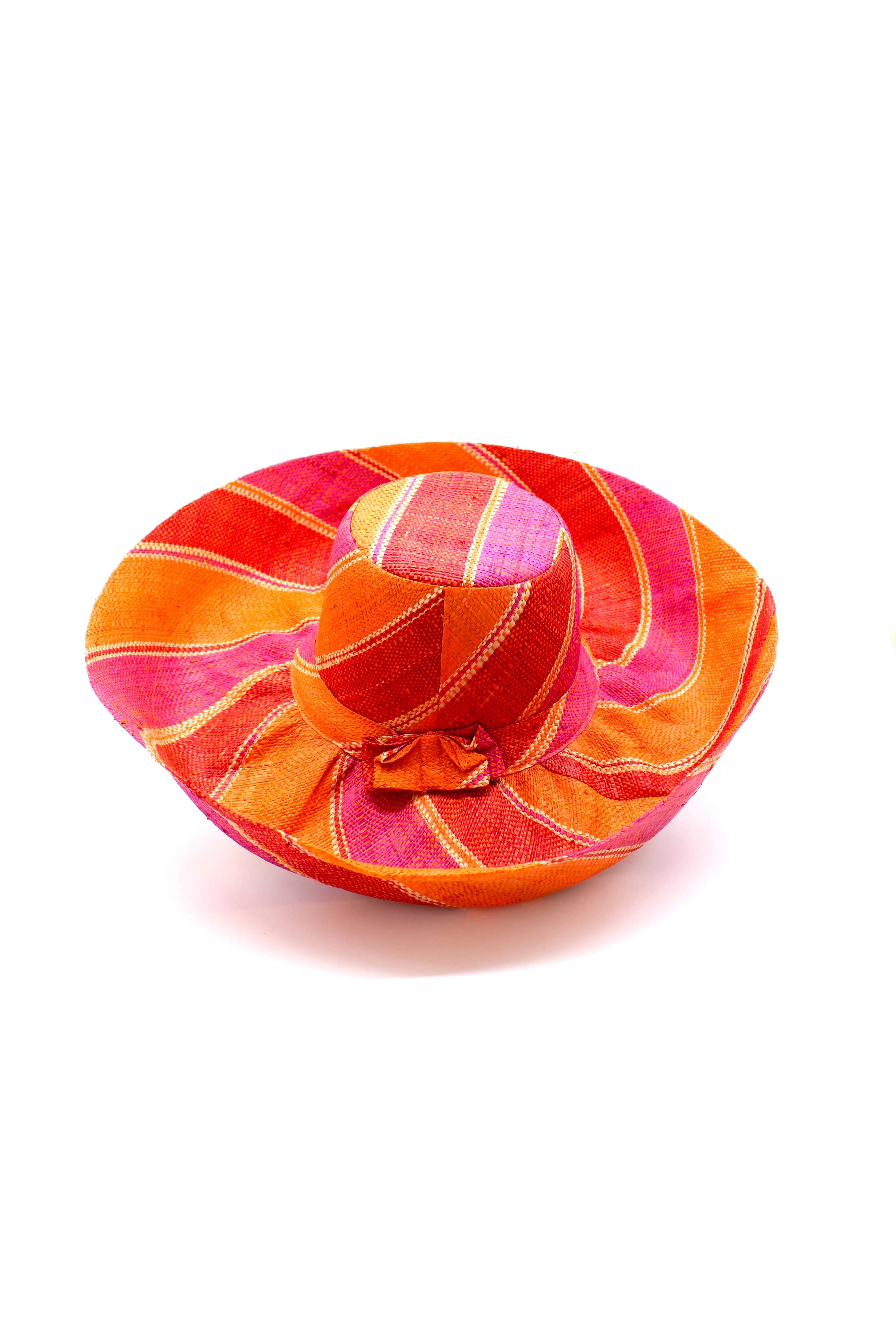 5" & 7" Wide Brim Multicolor Stripe Pattern Packable Straw Sun Hats