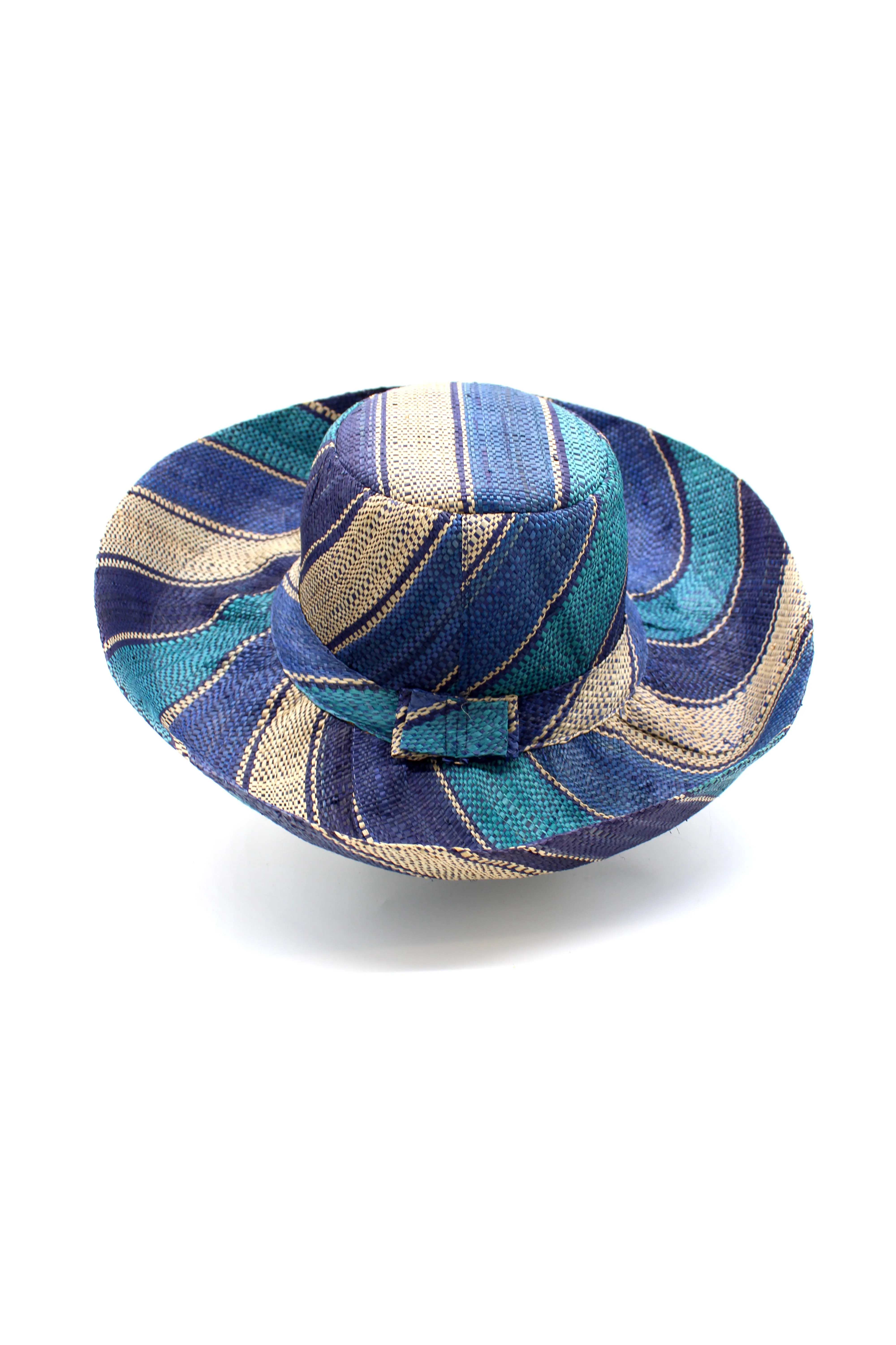 5" & 7" Wide Brim Multicolor Stripe Pattern Packable Straw Sun Hats