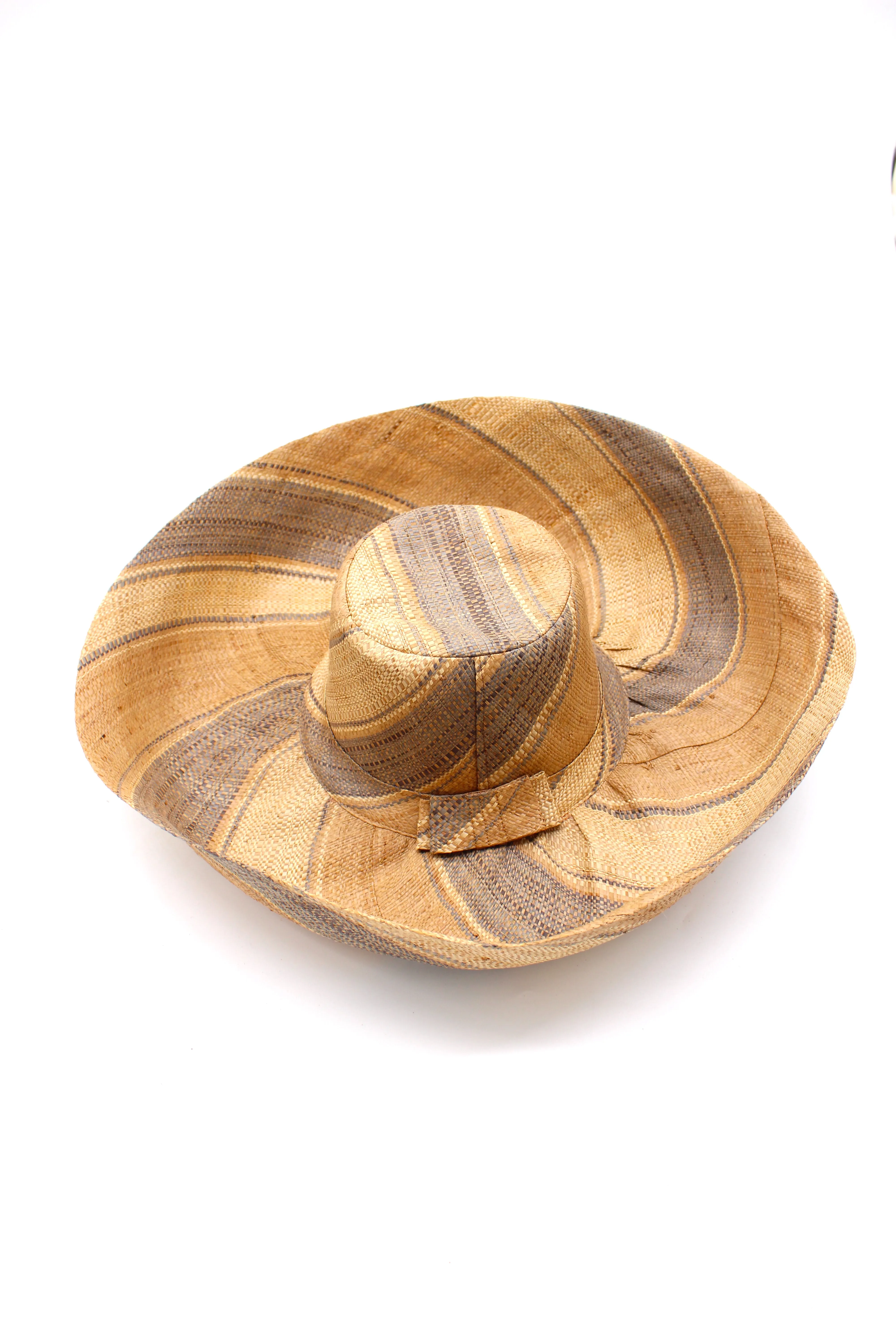 5" & 7" Wide Brim Multicolor Stripe Pattern Packable Straw Sun Hats