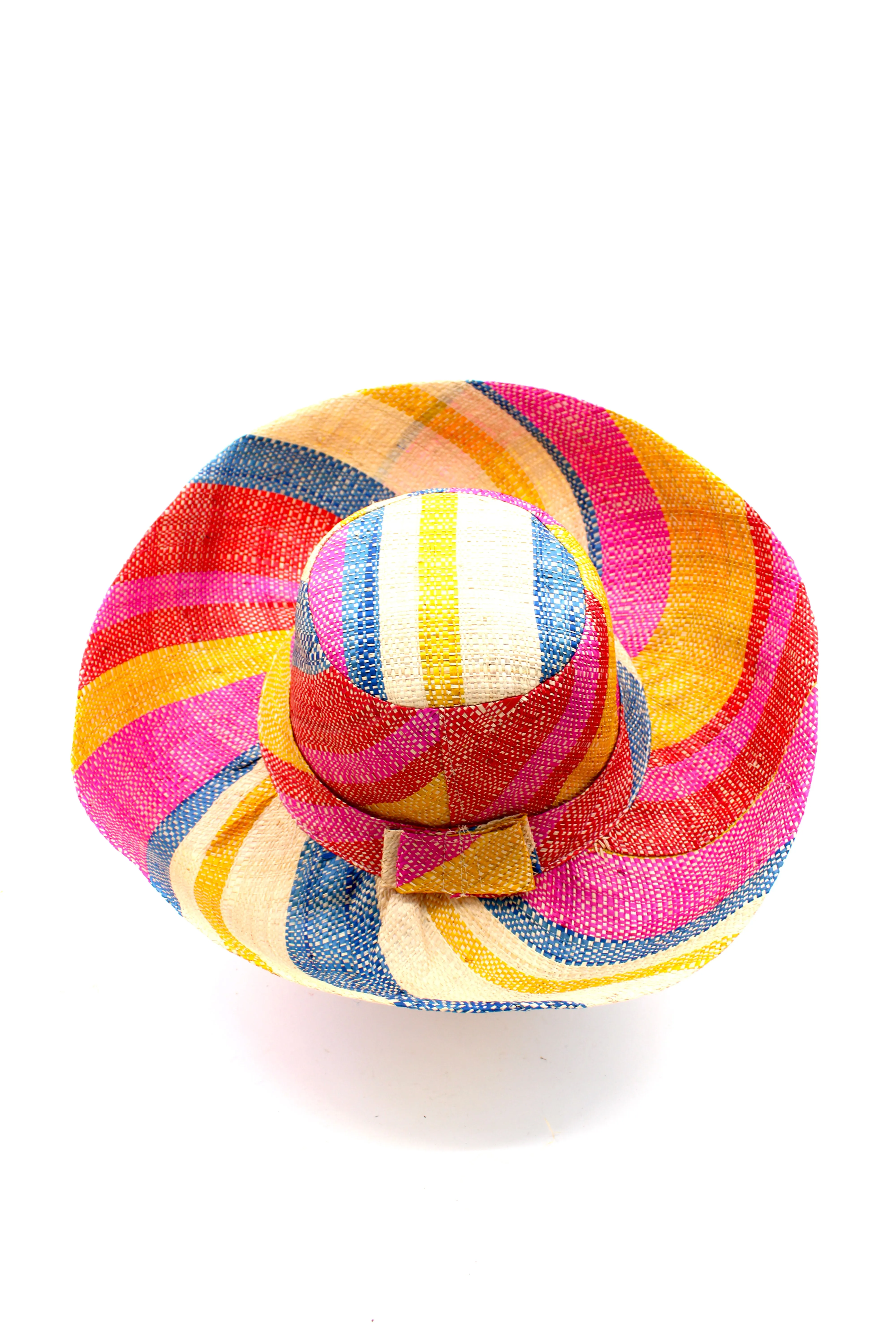 5" & 7" Wide Brim Multicolor Stripe Pattern Packable Straw Sun Hats