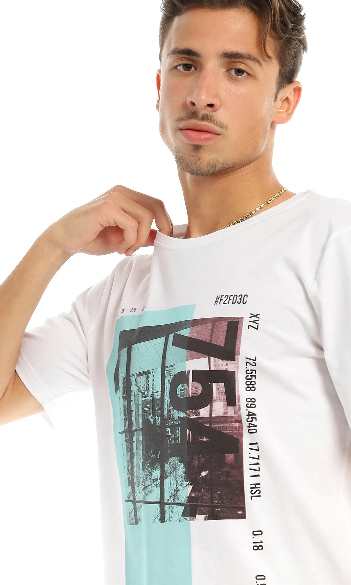 97399 Front Printing Short Sleeves White T-Shirt