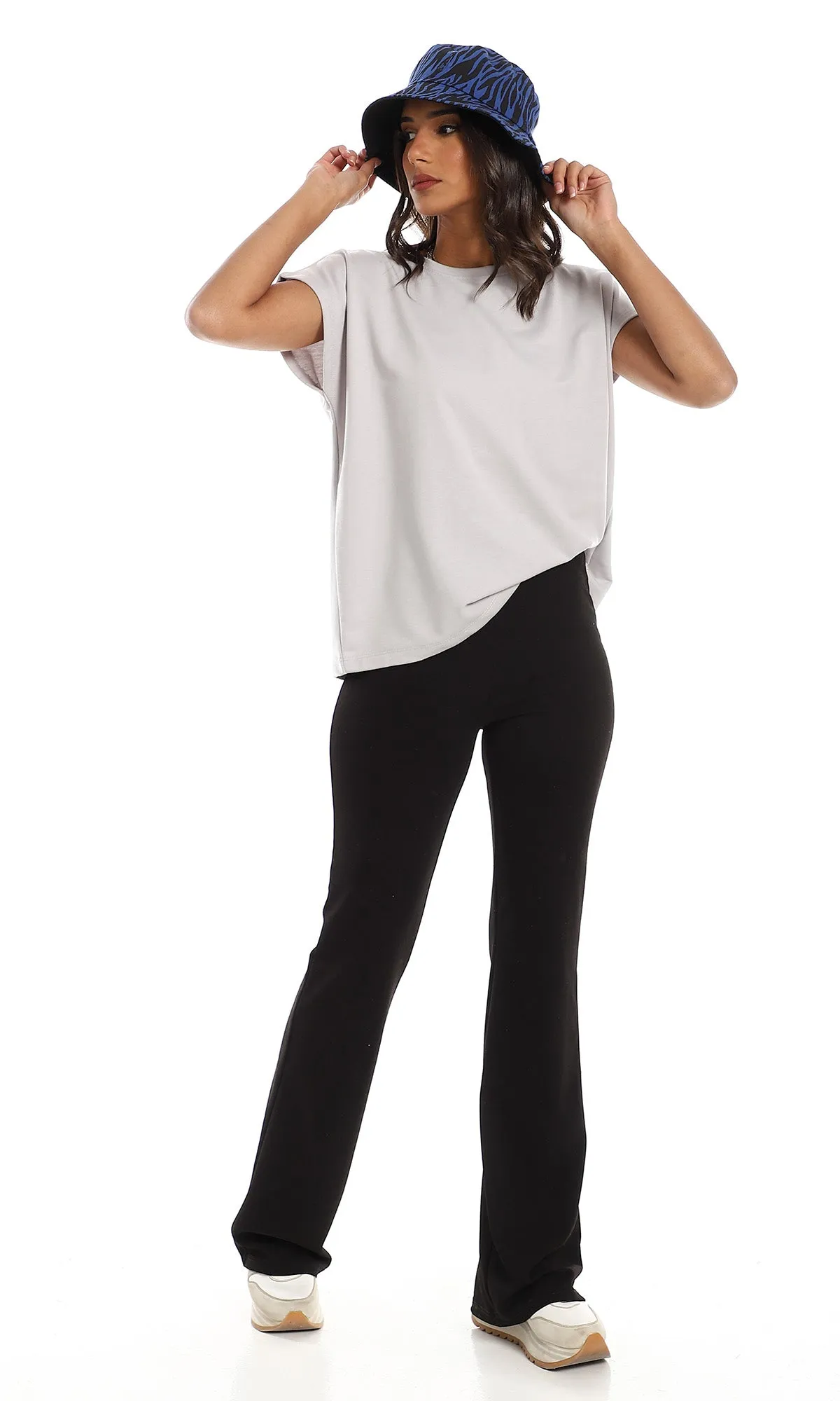 98861 Regular Fit Slip On Cap Sleeves T-Shirt - Light Grey