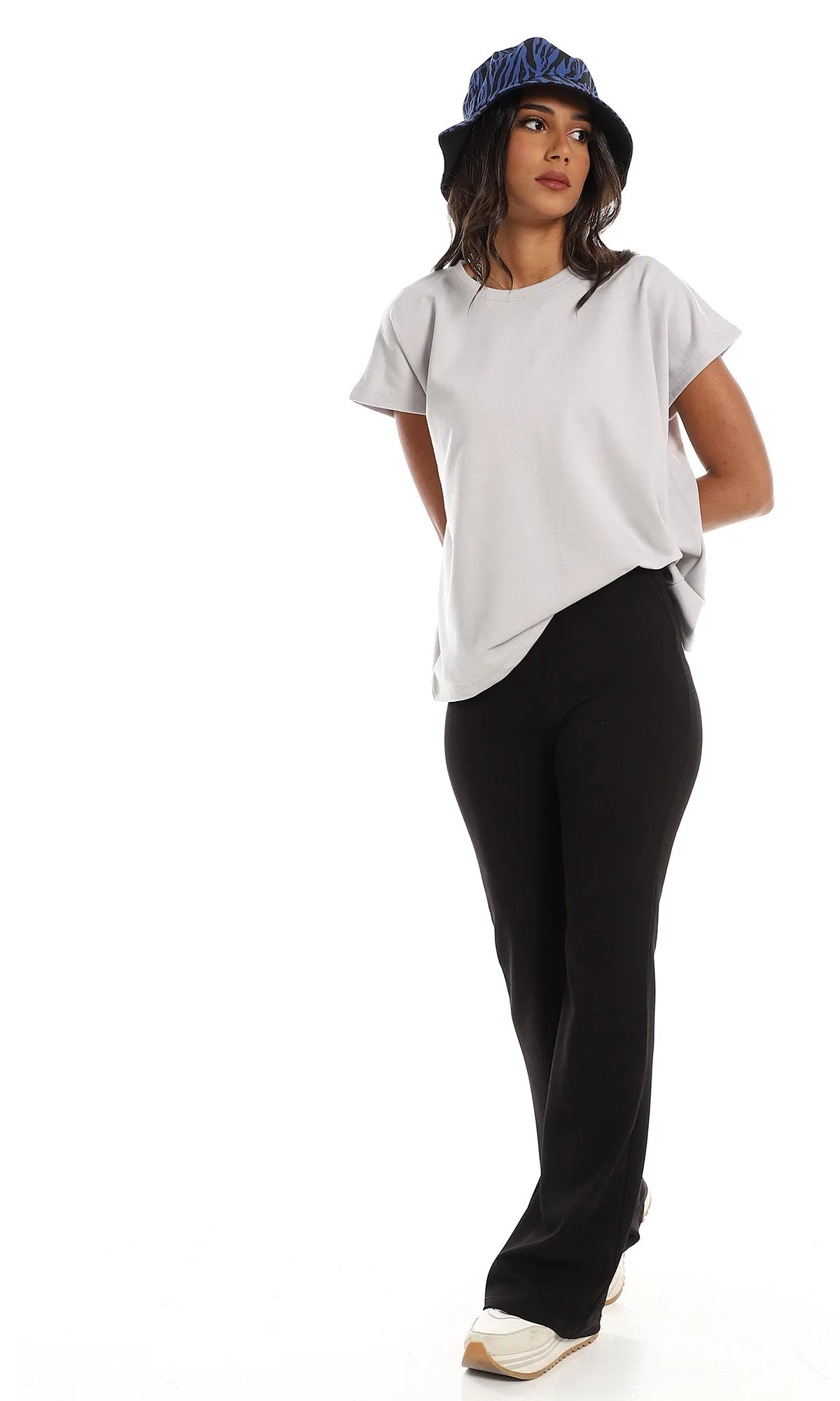 98861 Regular Fit Slip On Cap Sleeves T-Shirt - Light Grey