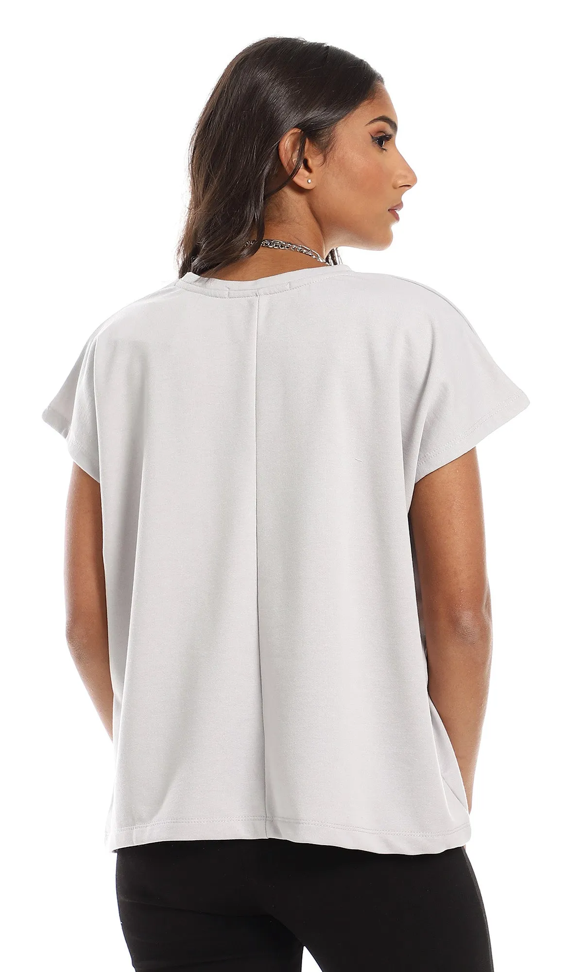 98861 Regular Fit Slip On Cap Sleeves T-Shirt - Light Grey