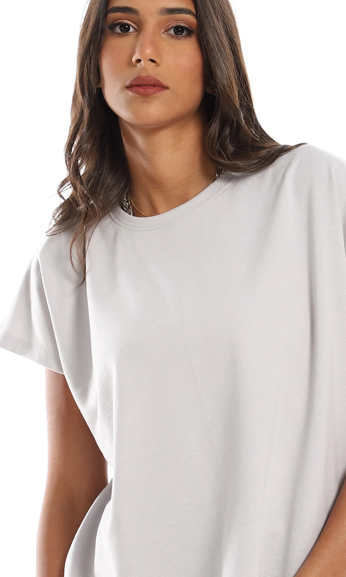 98861 Regular Fit Slip On Cap Sleeves T-Shirt - Light Grey