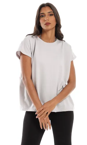 98861 Regular Fit Slip On Cap Sleeves T-Shirt - Light Grey