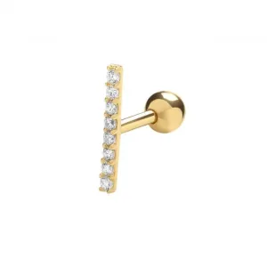 9ct Yellow Gold Zirconia Bar Cartilage 6mm Post Stud ES985