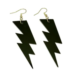 Acrylic Lightning Bolt Dangle Earrings in Black