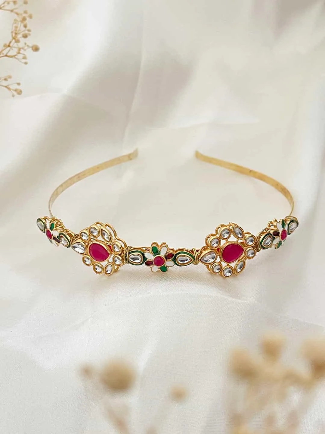 Ad Kundan With Coloured Stoned Designer Hairband