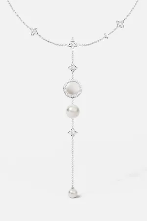Adjustable Necklace with White Nacre and Pearl Pendant