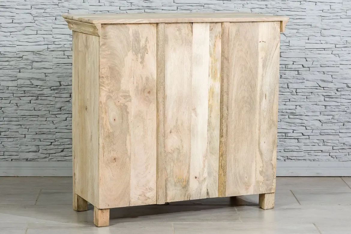 Antique Indian Jali Hand Carved Solid Wooden Sideboard Natural 94x40x89cm A081