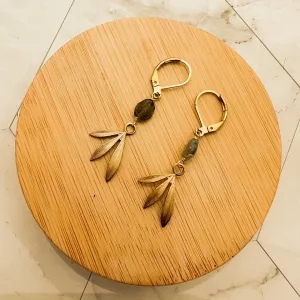 Ash Leaf Earrings with Labradorite