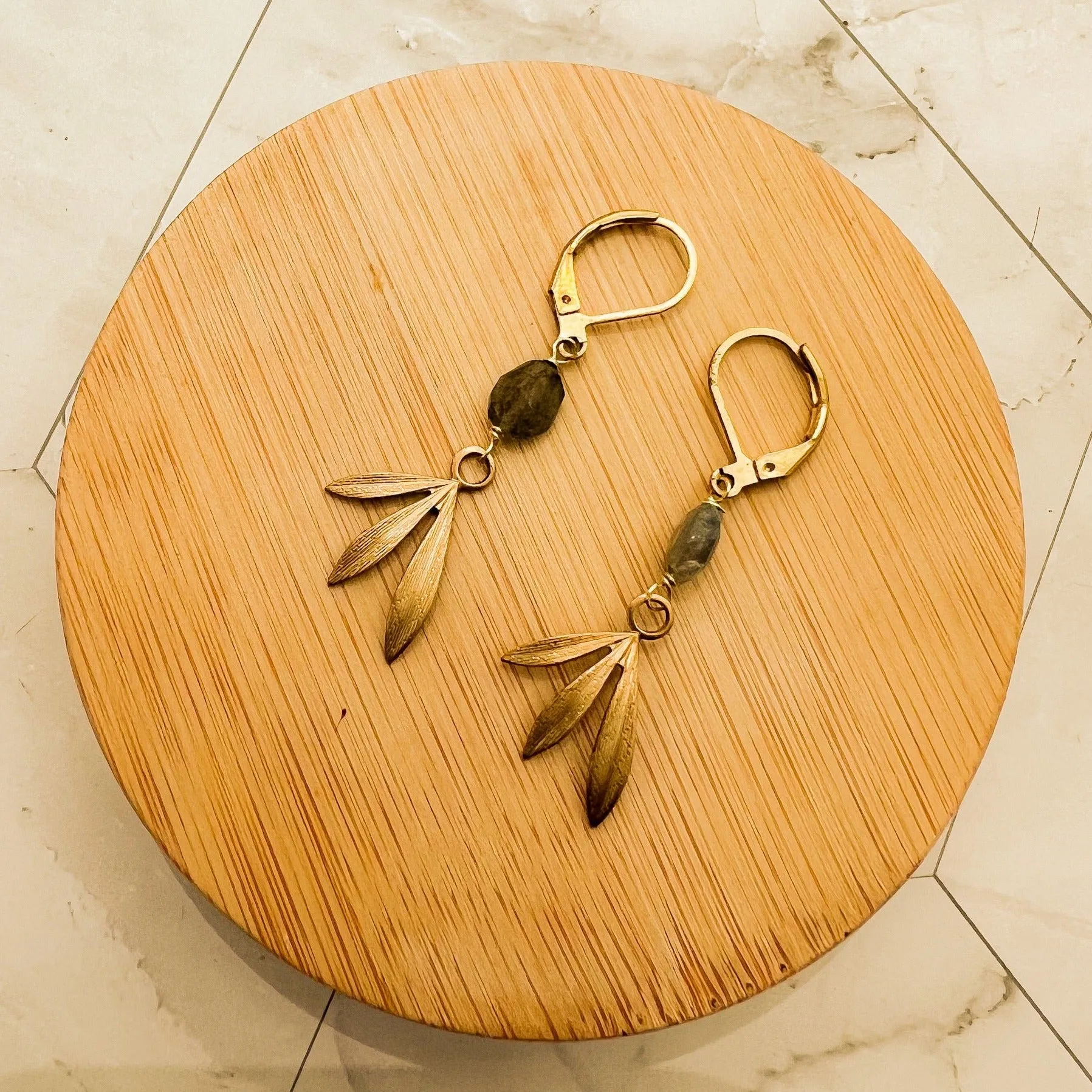 Ash Leaf Earrings with Labradorite