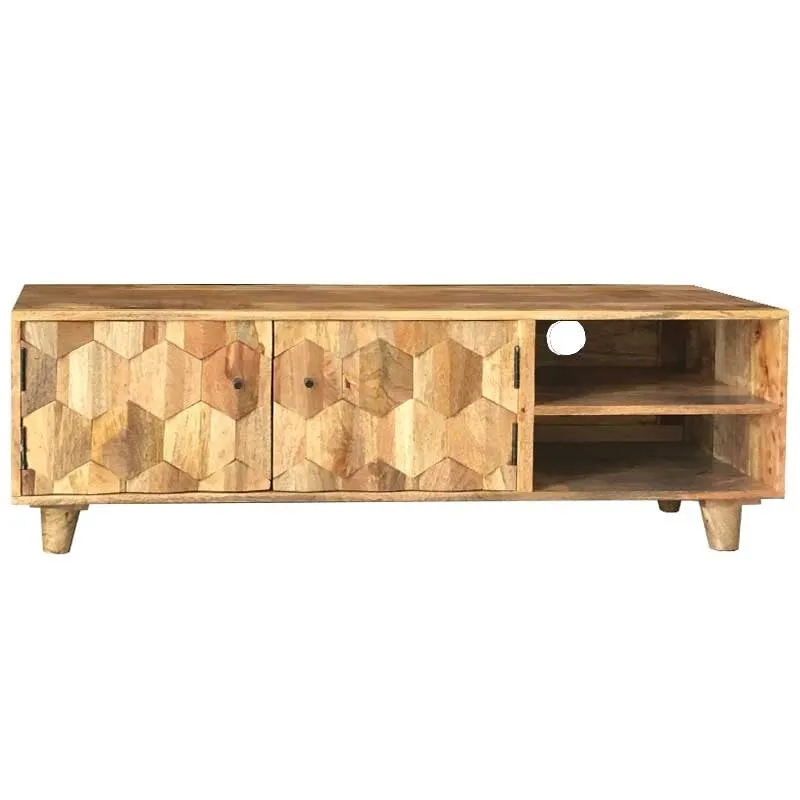 Avalon Hexa TV unit Mango Wood Scandinavian legs Entertainment Unit 150cm