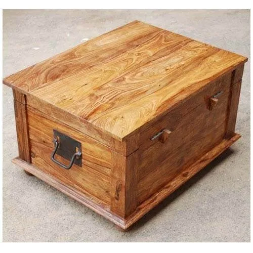 Avalon Rustic Solid Wood Storage Coffee Table Trunk Honey