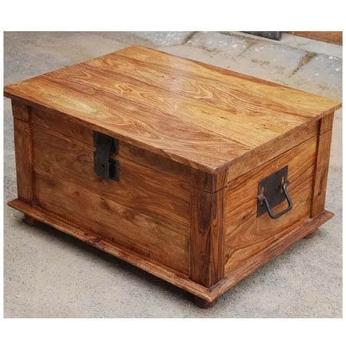 Avalon Rustic Solid Wood Storage Coffee Table Trunk Honey