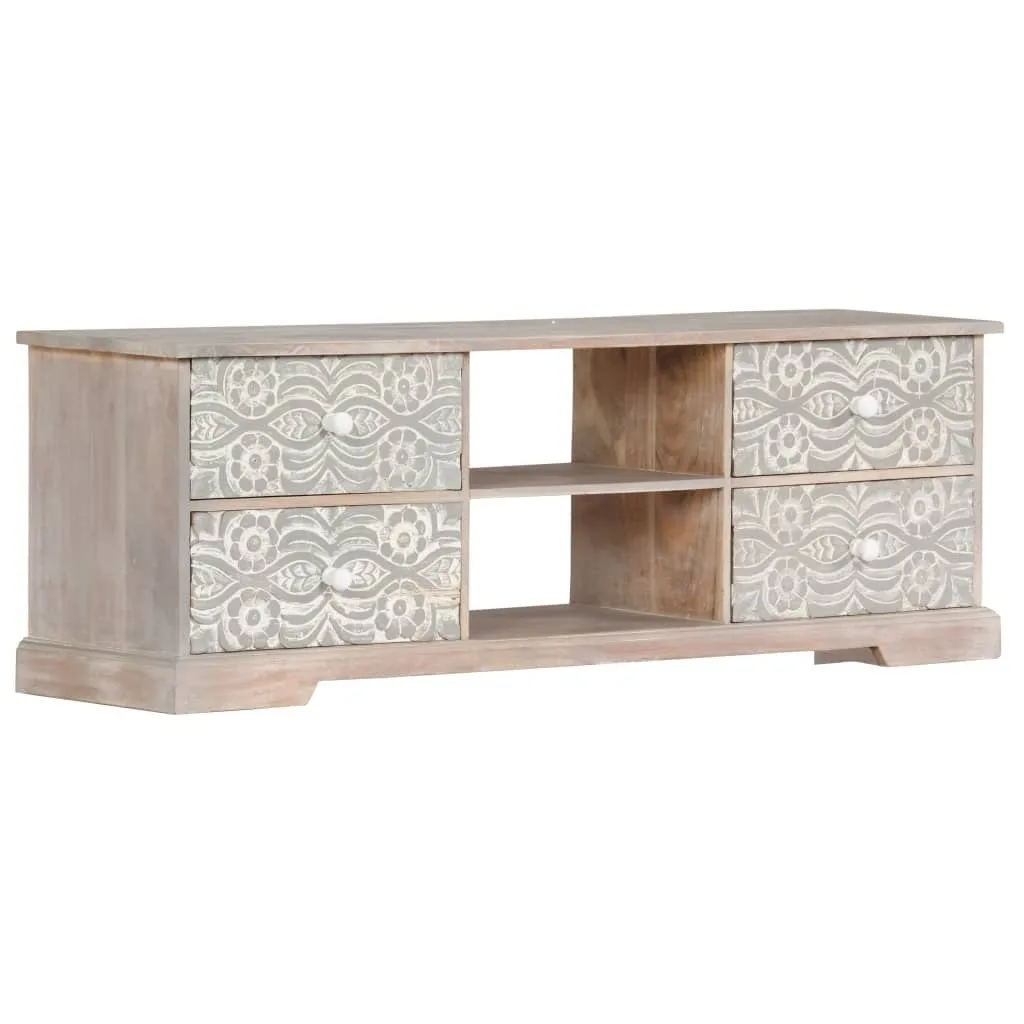 Avalon Solid wood 4 Drawer Tv Unit Whitewash 120cm