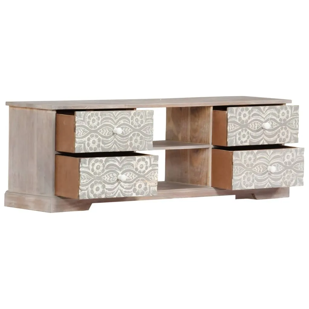 Avalon Solid wood 4 Drawer Tv Unit Whitewash 120cm