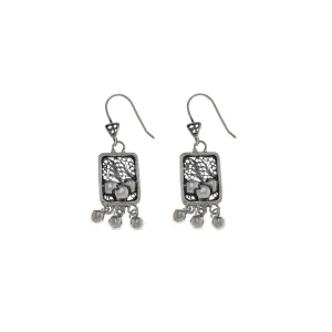 Belle Nouveau Small Rectangle Sterling Silver Drop Earring