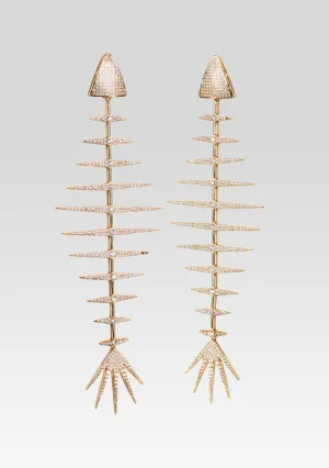 Bimini Crystal Fish Bone Earrings