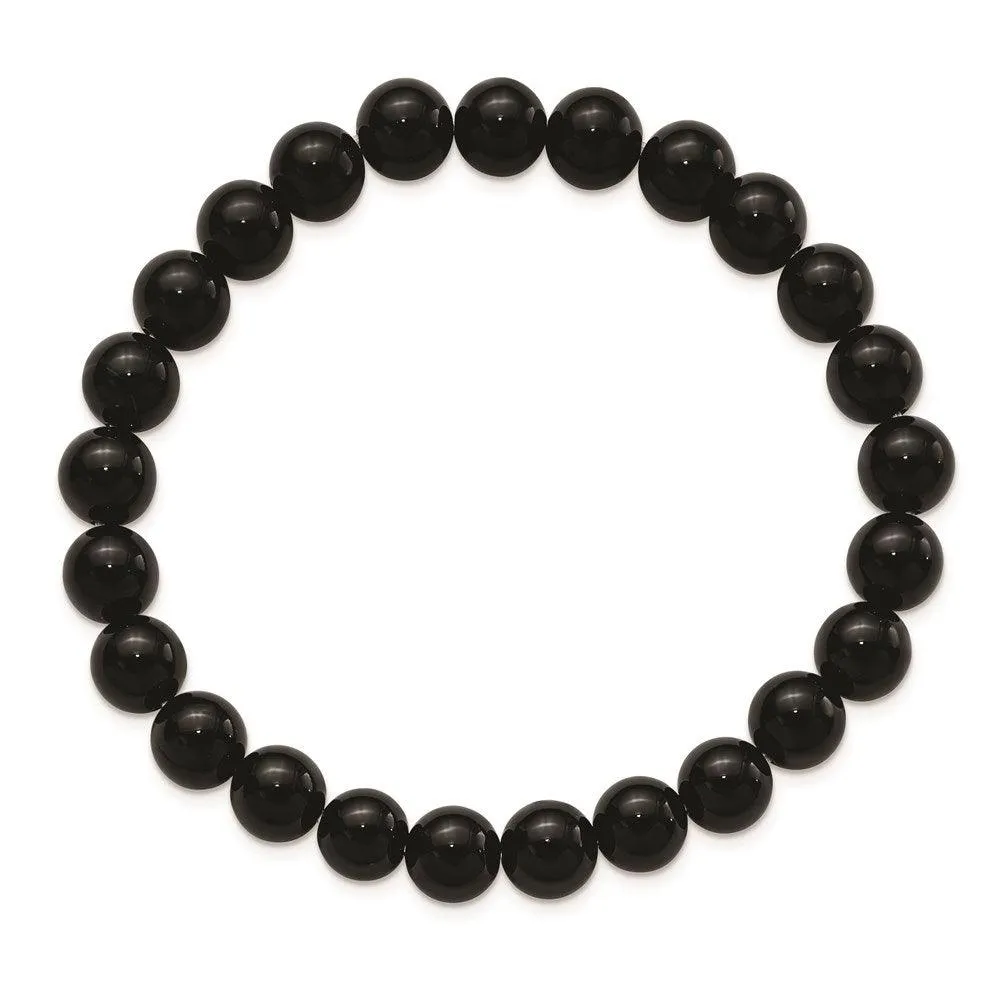Black Agate Beaded Stretch Bracelet