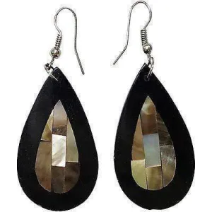 Black Pear Drop Shiny Dangle Hook Earrings Womens Ladies Girls Kids Jewellery