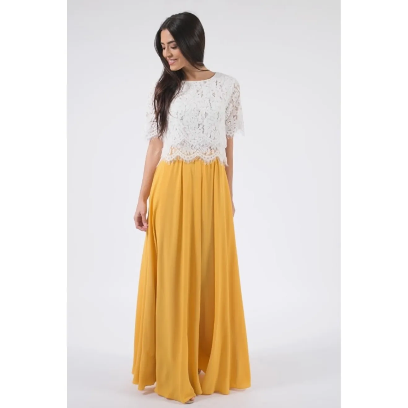 Blue Grey Chiffon Flowy Maxi Skirt