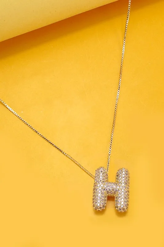 Bubble Initial Rhinestone Necklace