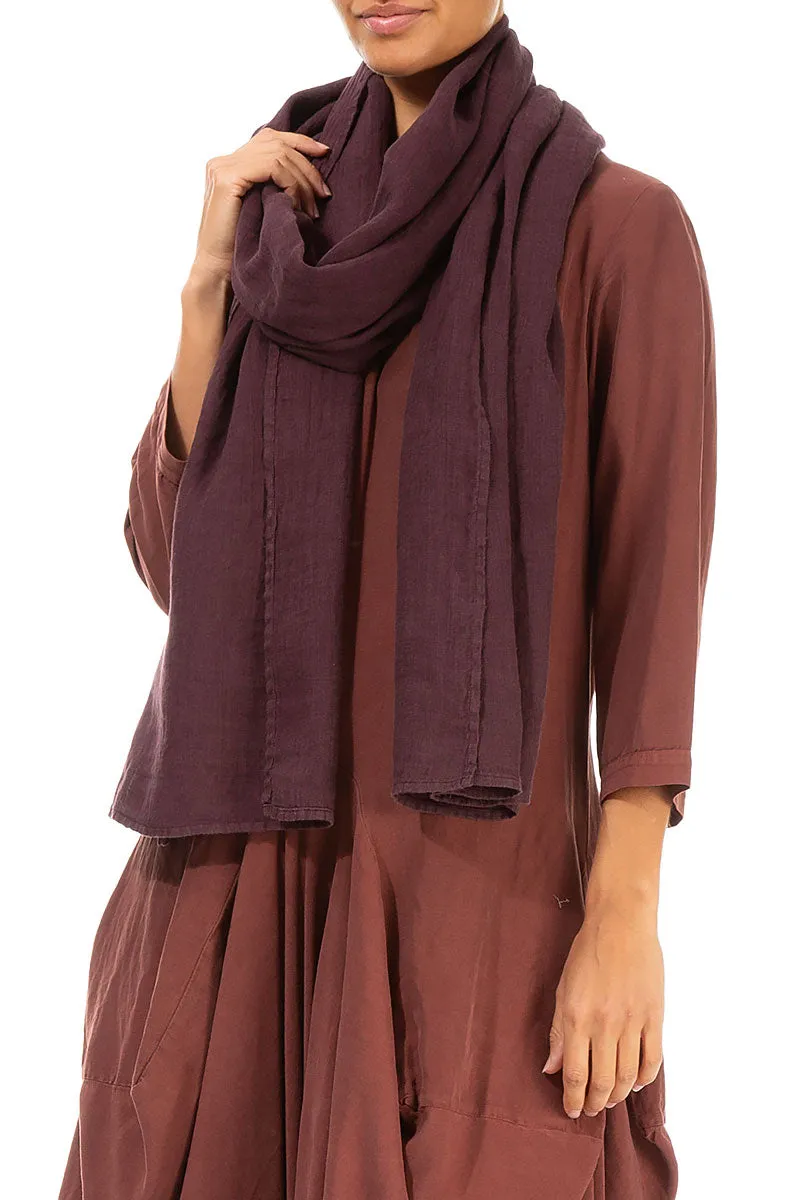 Burgundy Soft Gauze Linen Scarf