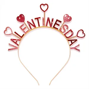 CEALXHENY Valentine’s Day Heart Headbands for Women Glitter Heart Hairbands Crystal Love Heart Hair Hoop Party Hair Accessory Gifts (Style A)