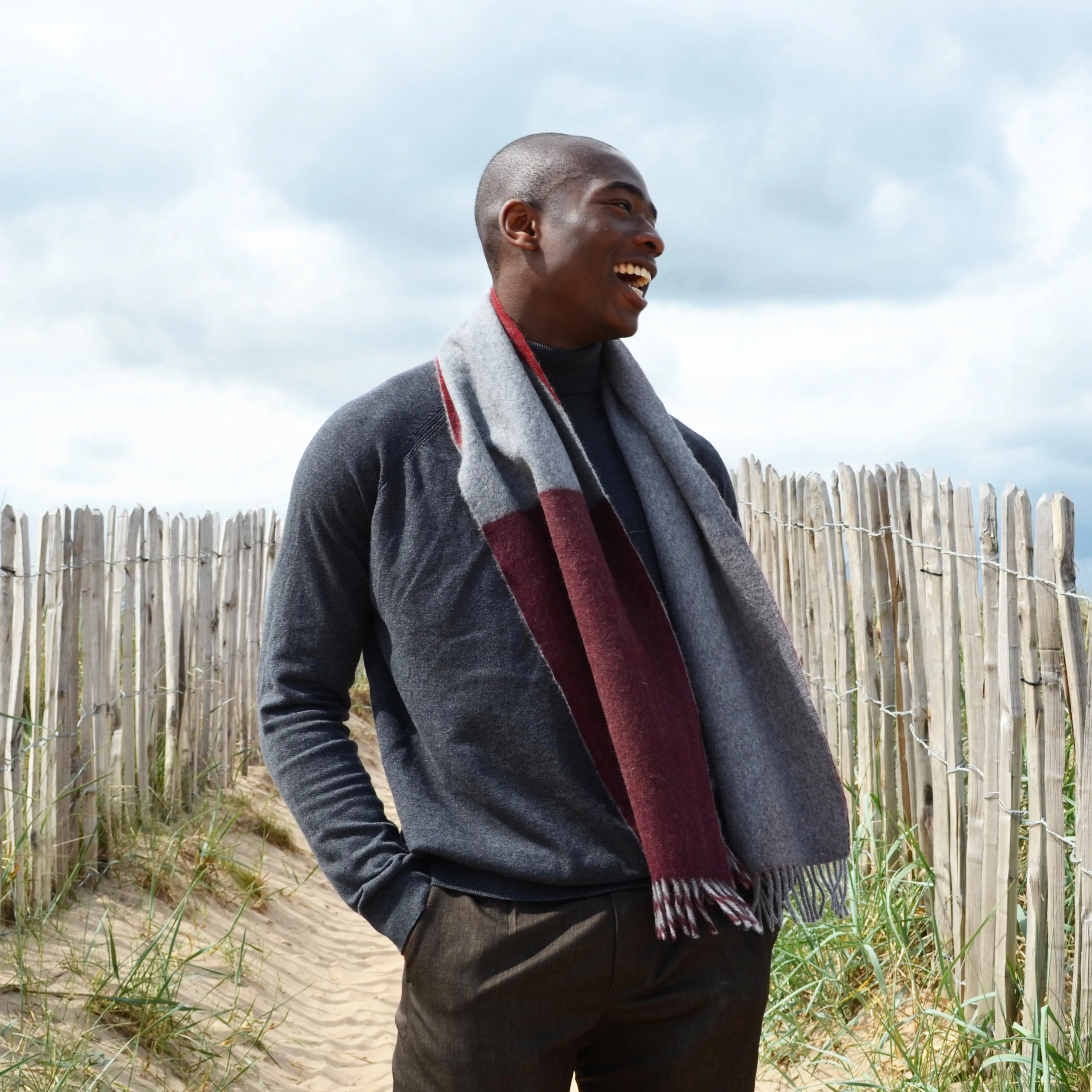 Colour Block hand printed Angora Wool scarf - Staffa 7 menswear